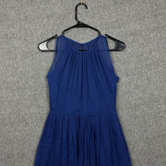 J. Crew Petite 2 Blue Sleeveless Pleated Midi Dress Lightweight & Flowy - Picture 4 of 13